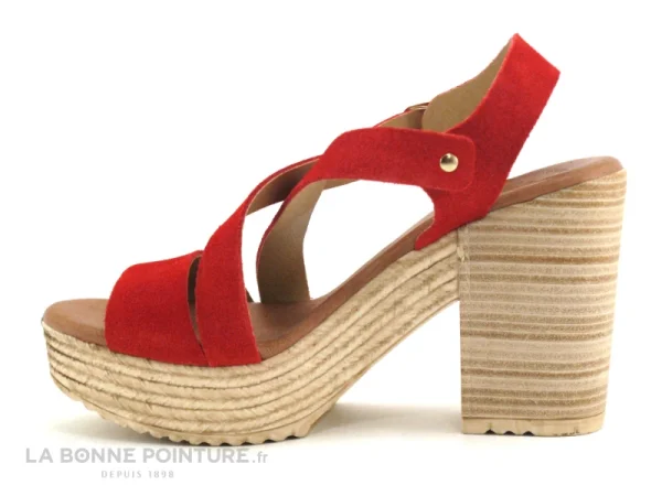 Les achats en ligne Valeria’s Valerias 5210 – Nu-pieds Rouge – Talon Haut Et Large 4