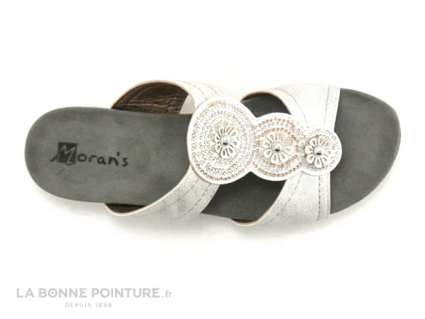 Moran’s Morans MOUREZE 26148 Blanc Argent – 3 Fleurs – Mule Femme mode pas chere 4