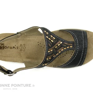 Pas Cher Magasin Soldes Moran’s Morans MACRAIE Noir Metallise – Nu-pieds Classique Femme 11