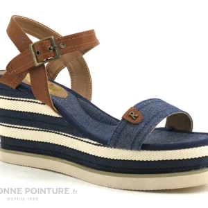 Refresh Shoes Refresh 69910 Bleu Jeans – Camel – Sandale Compensee dernière tendance 17