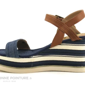 Refresh Shoes Refresh 69910 Bleu Jeans – Camel – Sandale Compensee dernière tendance 13