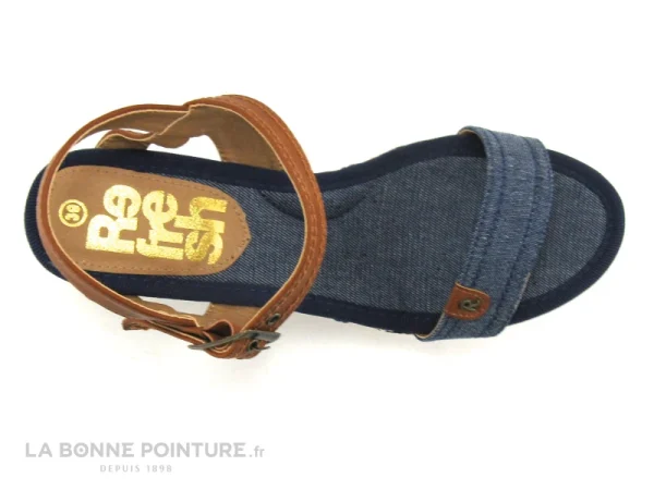 Refresh Shoes Refresh 69910 Bleu Jeans – Camel – Sandale Compensee dernière tendance 7