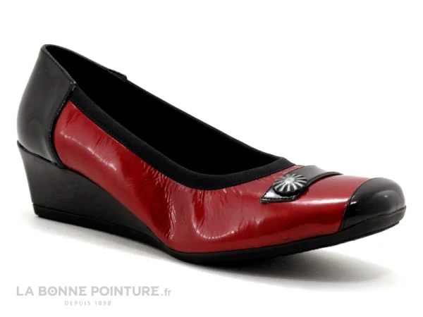 Inéa INEA FANA – Escarpin Rouge Verni – Noir – Talon Compense site pas cher 1