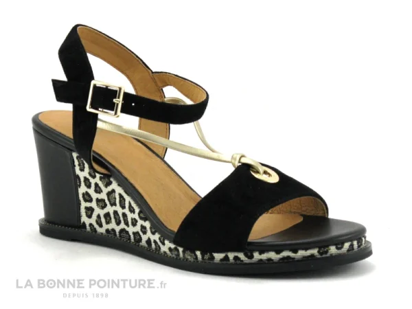 magasin pas cher Fugitive IRDIL Noir – LPITV12 – Nu-pieds Compense – Semelle Leopard 1