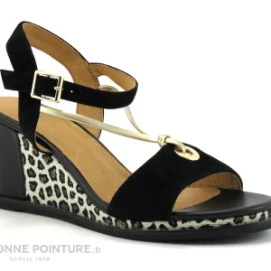 magasin pas cher Fugitive IRDIL Noir – LPITV12 – Nu-pieds Compense – Semelle Leopard 17