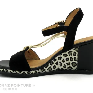 magasin pas cher Fugitive IRDIL Noir – LPITV12 – Nu-pieds Compense – Semelle Leopard 13