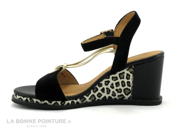 magasin pas cher Fugitive IRDIL Noir – LPITV12 – Nu-pieds Compense – Semelle Leopard 4