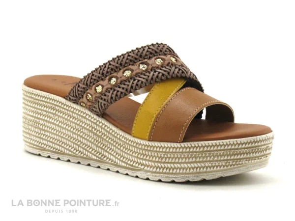 styles dernier cri Agora PAMPERO Marron Ocre – Mule Talon Compense 5