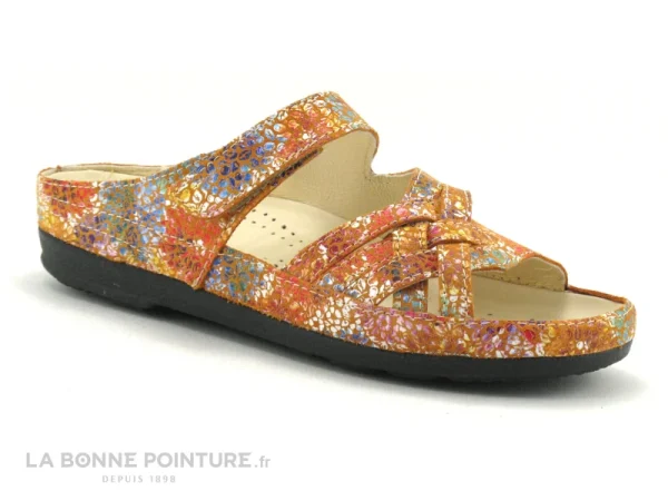 Pedi Girl CLOW Orange Imprime – Mule Confort Femme grand choix 1