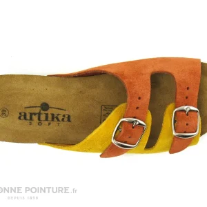 de garantie authentique Artika GADIN Jaune Orange 680 028 – Mule Reglable Femme 19