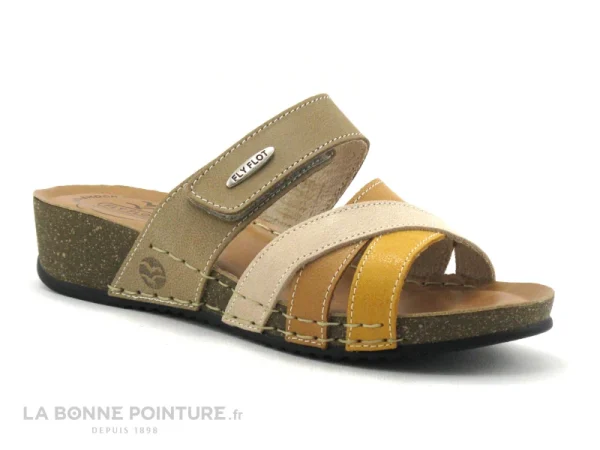 REMISE allant Fly Flot FLAMENT Taupe Jaune Beige – Mule Femme 1