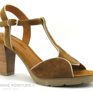 boutique en france MamZelle TINUS – Velours Cognac Creme – Sandale Talon Haut 17