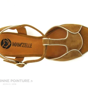 boutique en france MamZelle TINUS – Velours Cognac Creme – Sandale Talon Haut 19