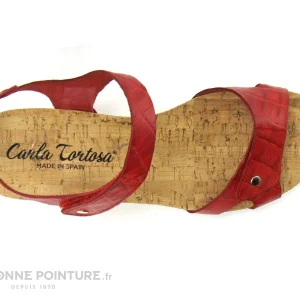 Carla Tortosa 53202 Croco Rouge – Sandale Talon Compense soldes en ligne 19