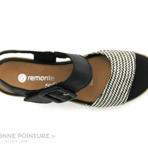 marques de renommée Remonte R6453-01 – Noir – Creme – Sandale Talon Compense 19