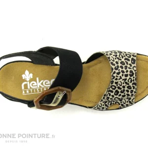 Rieker 68176-00 Noir Combine Leopard – Nu-pieds Talon Compense grande surprise 19