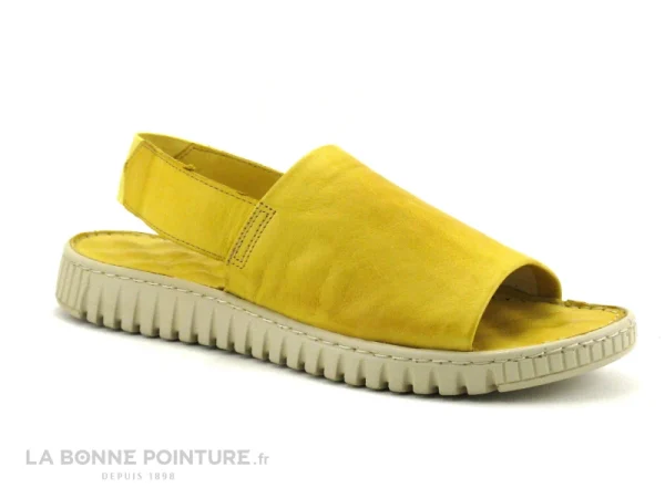 achat pas cher Karyoka MICK Jaune – Sandale Femme Cuir Jaune 1