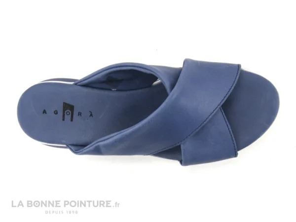 Agora PAIMPOL Jeans – Mule Compensee Bleu Jeans – Brides Croisees dernière tendance 6