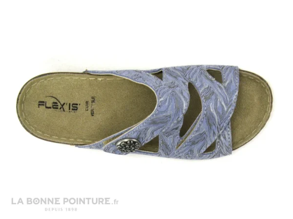 Retour Facile et Gratuit Patrizia Flex Is PADULA Ceruleo – Mule Femme Cuir Velours Bleu 2 Velcros 4