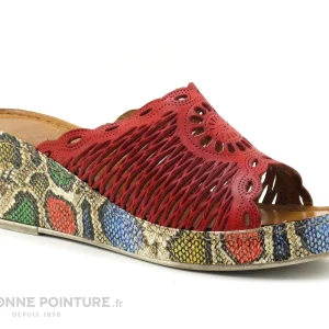 achat pas cher Karyoka GENI BIS Rouge – Semelle Compensee Serpent – Mule Femme 17