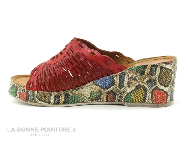 achat pas cher Karyoka GENI BIS Rouge – Semelle Compensee Serpent – Mule Femme 4