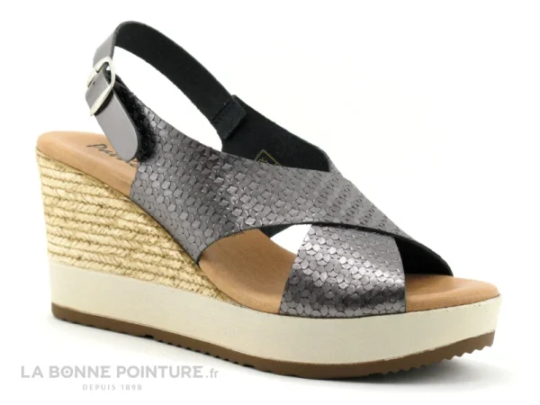 Patricia Miller 3243 Gris Plomb – Sandale Talon Compense à prix très bas 1