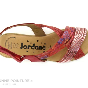 Livraison internationale Jordana 3341 – Sandale Compensee Femme Cuir Rouge Et Argent 19