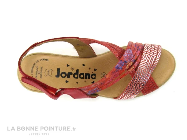 Livraison internationale Jordana 3341 – Sandale Compensee Femme Cuir Rouge Et Argent 7