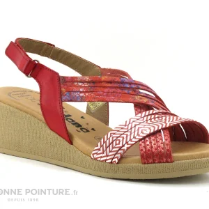 Livraison internationale Jordana 3341 – Sandale Compensee Femme Cuir Rouge Et Argent 17