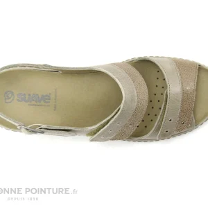 pas cher Suave 934PS Sesame Tan – Sandale Cuir Femme 19