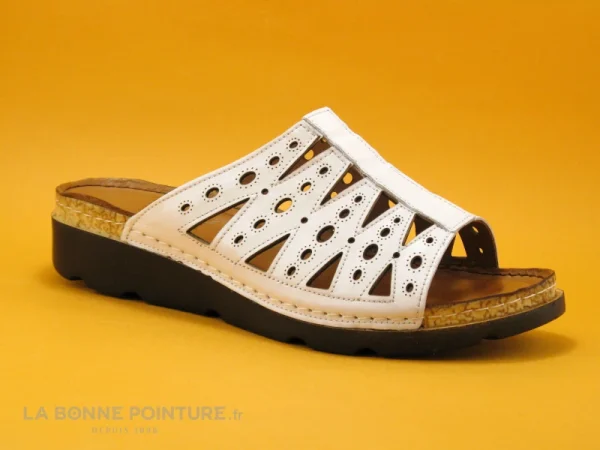 styles dernier cri Karyoka IBOU Blanc – Mule Blanche – Talon Compense 1