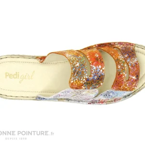 vente en ligne pas cher Pedi Girl ZAK Blanc Orange – Mule Femme Semelle Compensee 16