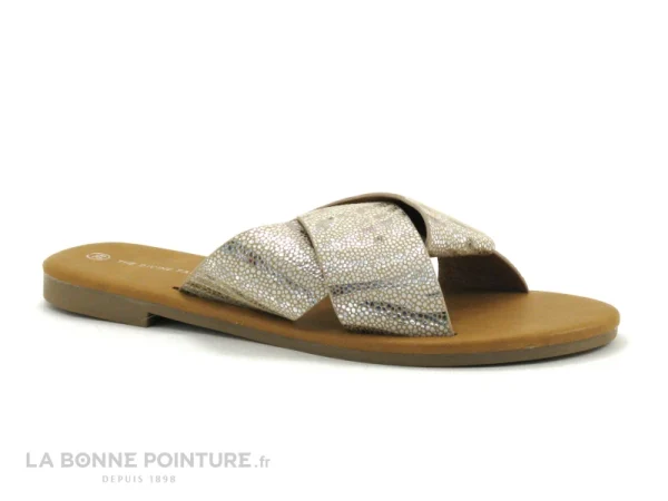 Paiement sécurisé The Divine Factory HW4625 Blanc Argent Beige – Mule Plate Femme 1