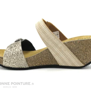 Authentic Original licence Autenti By Penta Autenti 687056 Gold – Beige – Pailletes Or – Mule Talon Compense 10