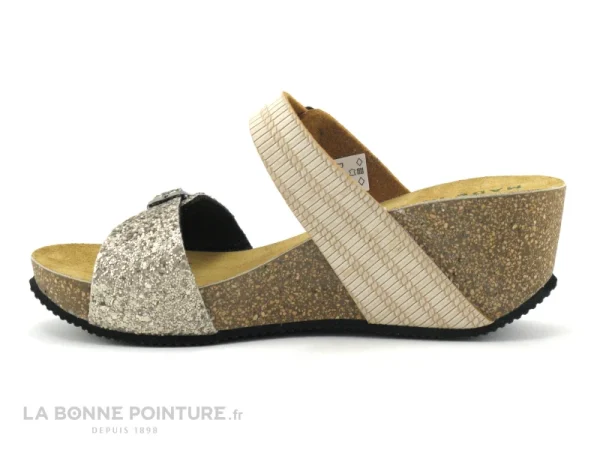 Authentic Original licence Autenti By Penta Autenti 687056 Gold – Beige – Pailletes Or – Mule Talon Compense 4